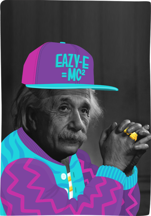 Albert Einstein déguisé en rappeur